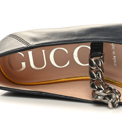 Gucci Nappa Lumiere Deva Horsebit Chain Embellished Flats 36 Black 8 of 9