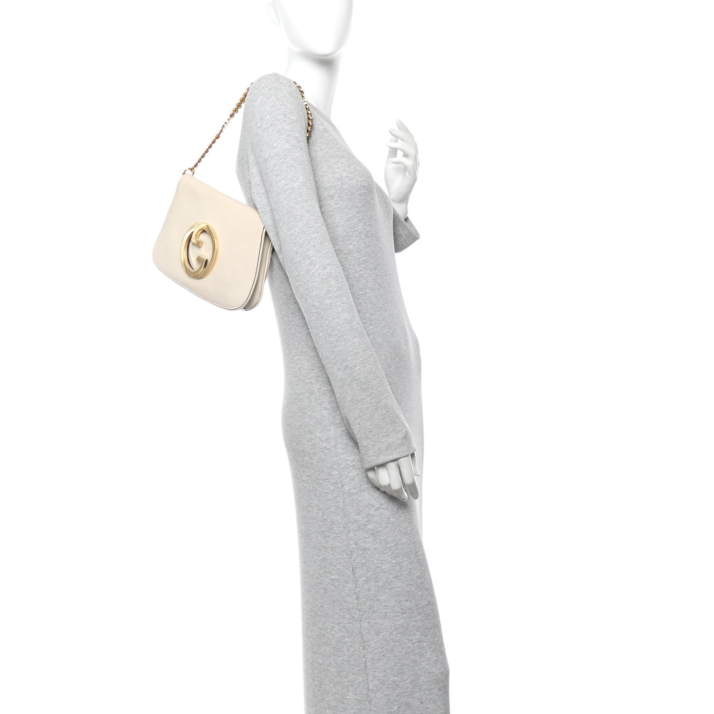 Roxy Calfskin Blondie Chain Shoulder Flap Bag Mystic White