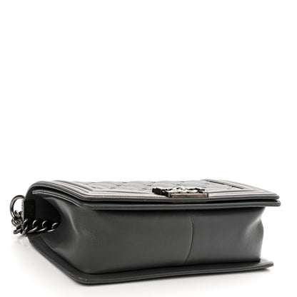 Chanel Calfskin Double Stitch Medium Boy Flap Grey 4 of 13