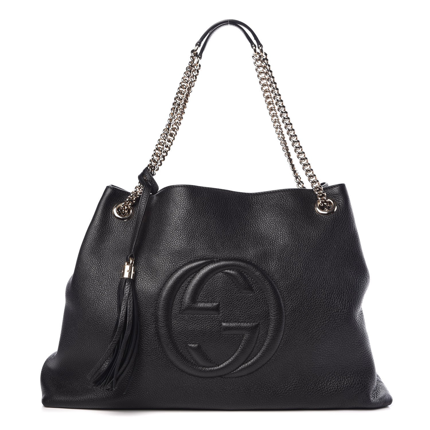 Gucci Pebbled Calfskin Large Soho Chain Shoulder Bag Black 1 of 9