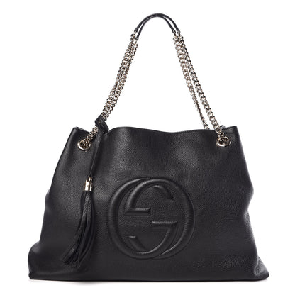 Gucci Pebbled Calfskin Large Soho Chain Shoulder Bag Black 1 of 9