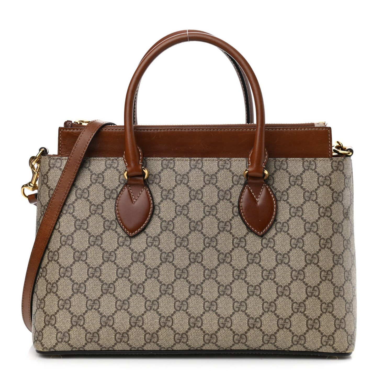 GG Supreme Monogram Small Zip Top Tote Beige Tuscany