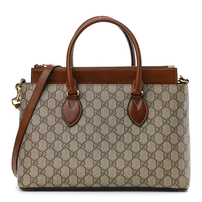 Gucci GG Supreme Monogram Small Zip Top Tote Beige Tuscany 1 of 13