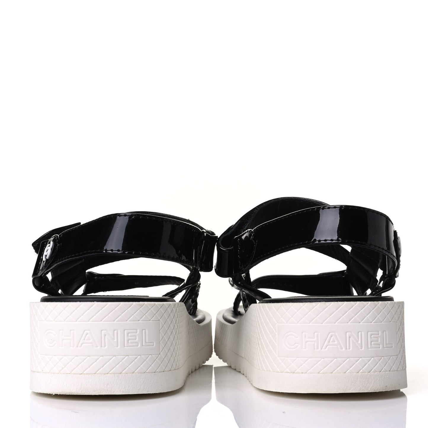 Patent Calfskin Velcro Dad Sandals 37 Black
