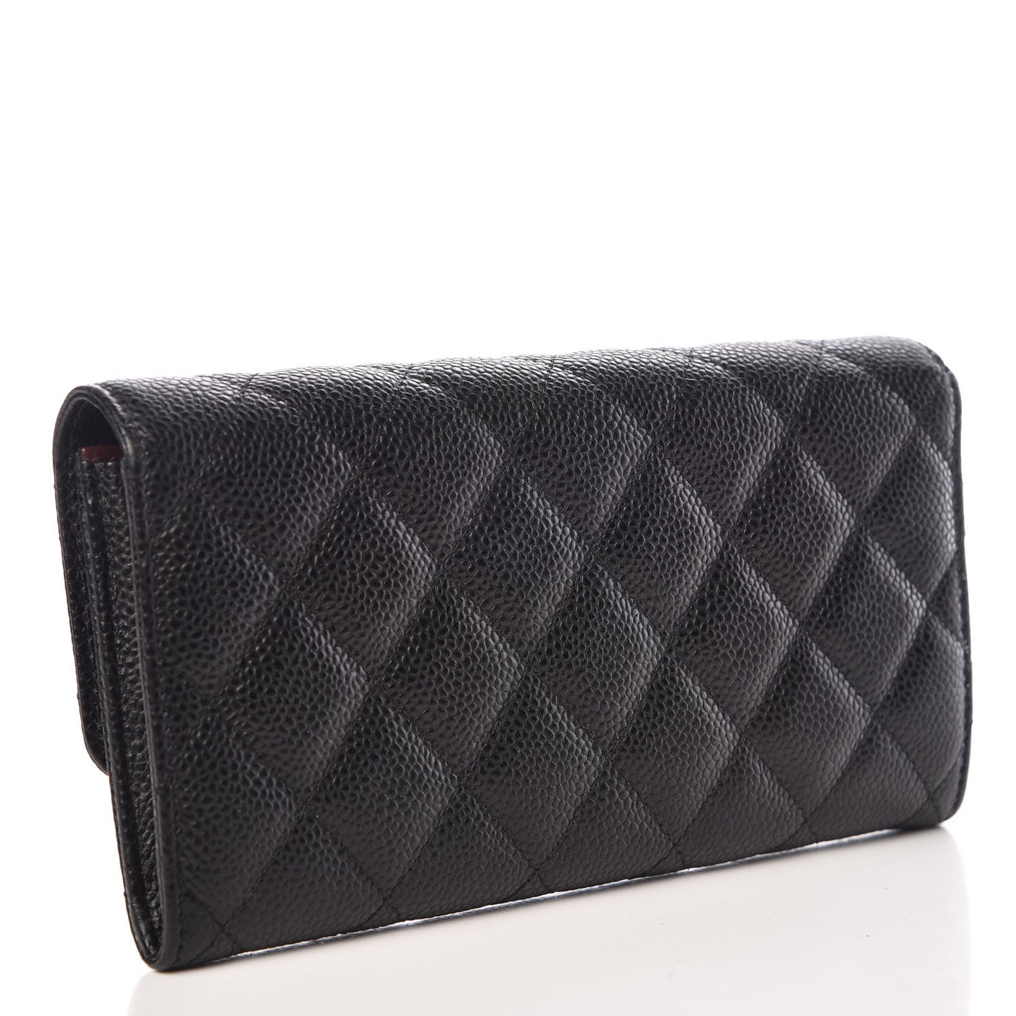 Caviar Quilted Large Gusset Flap Wallet Black