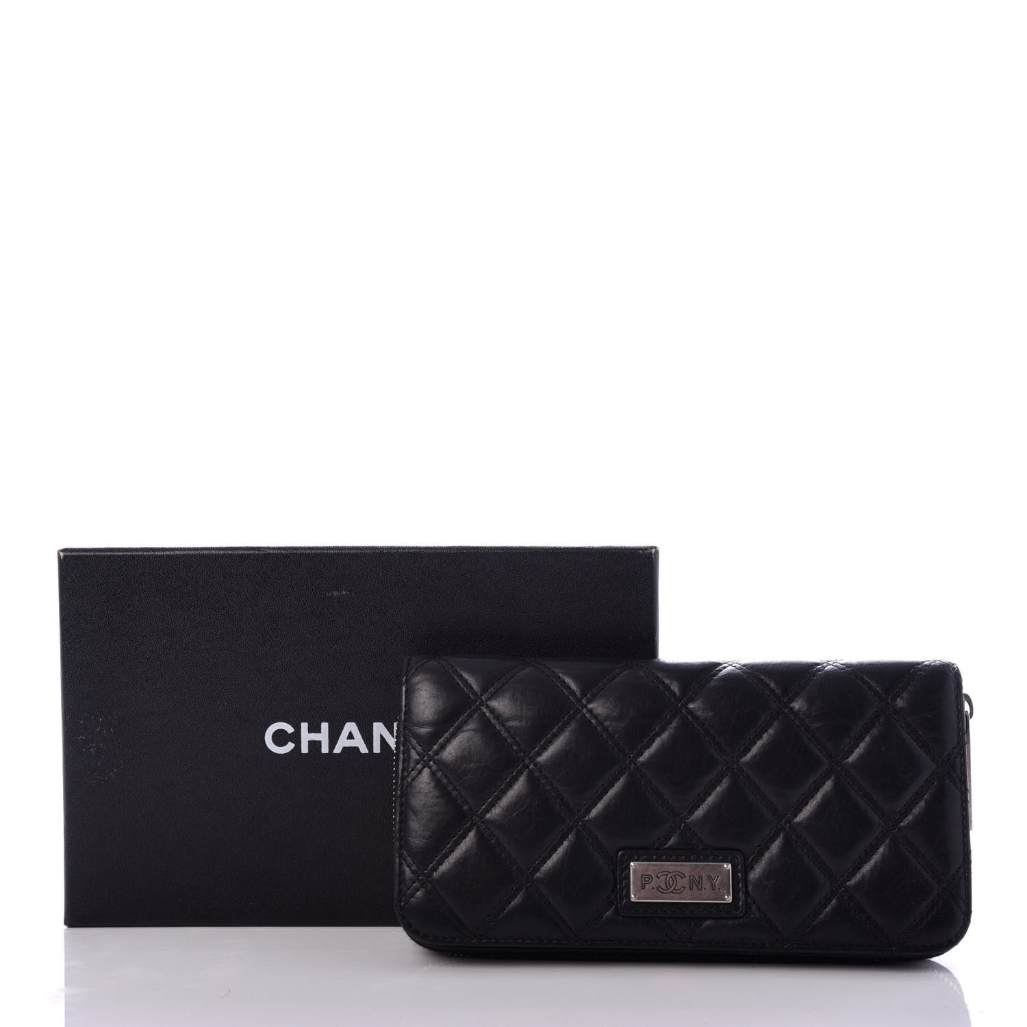 Chanel Aged Calfskin Quilted Paris New York PNY Wallet Black 8 of 8