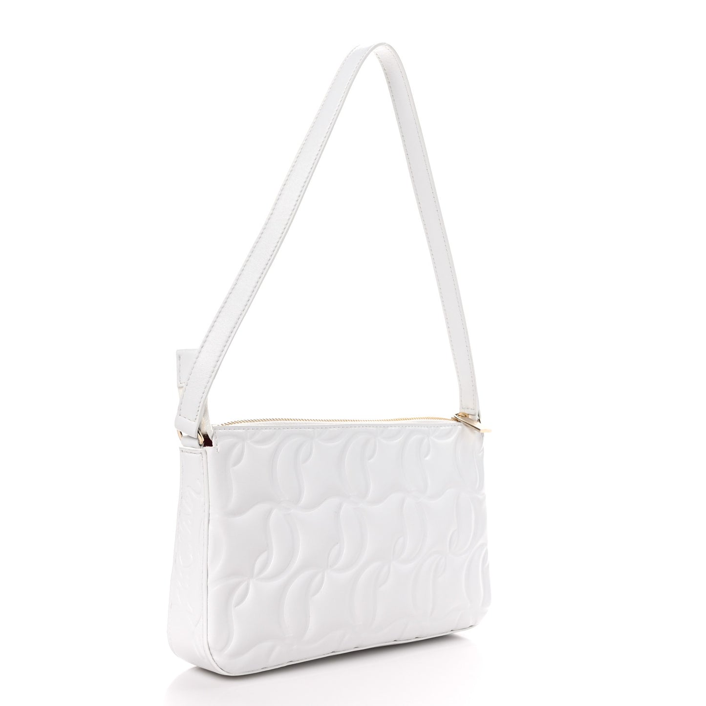 Calfskin Embossed Loubila Shoulder Bag White