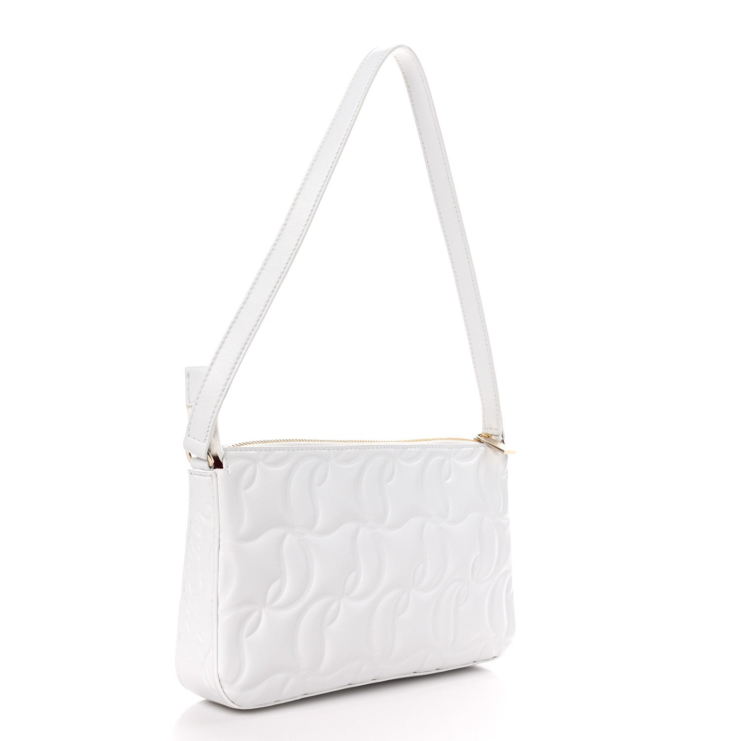 Christian Louboutin Calfskin Embossed Loubila Shoulder Bag White 3 of 8