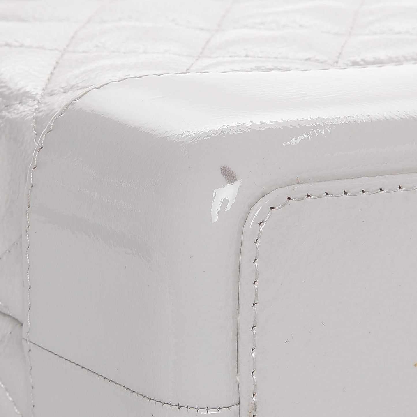 Patent Goatskin Quilted Small Gabrielle Backpack White