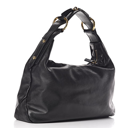Gucci Calfskin Medium Horsebit Chain Hobo Black 3 of 16