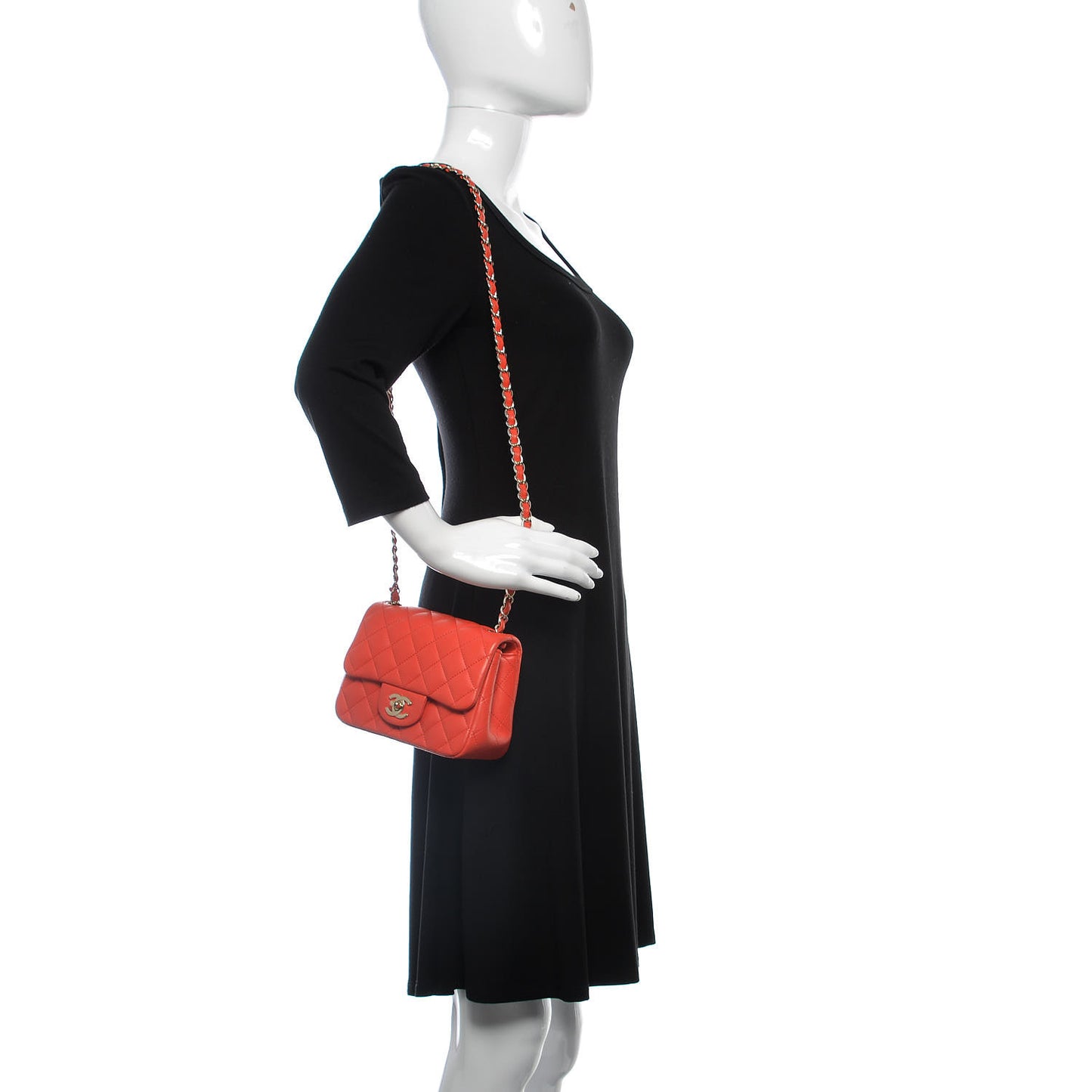 Lambskin Quilted Mini Square Flap Red