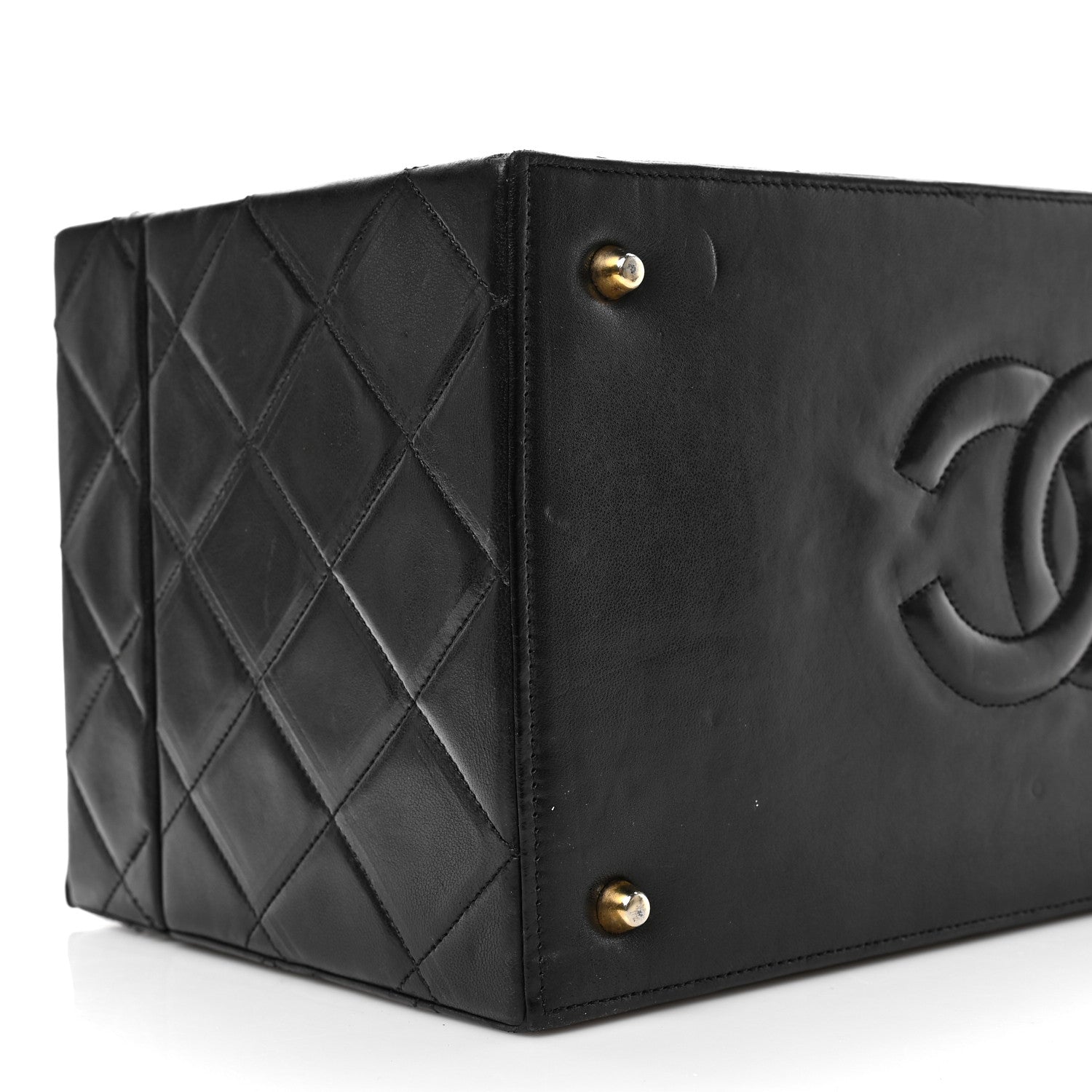 Chanel Lambskin CC Quilted Chain Top Handle Vanity Black 8 of 9