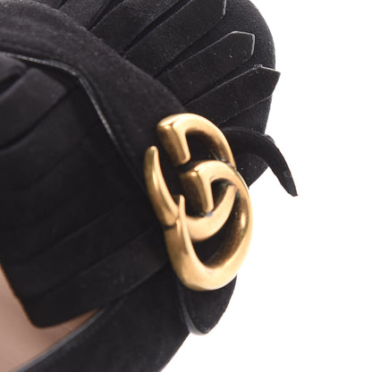 Gucci Kid Scamosciato GG Marmont Fringe 50mm Loafer Pumps 36.5 Black 11 of 11