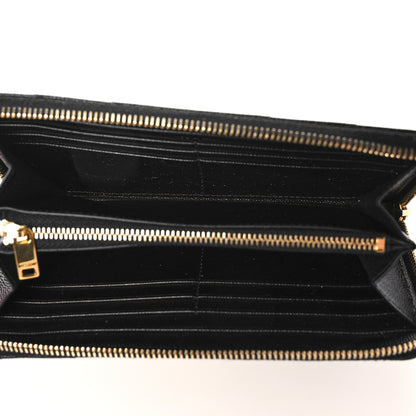 Saint Laurent Grain De Poudre Matelasse Chevron Monogram Zip Around Wallet Black 5 of 8