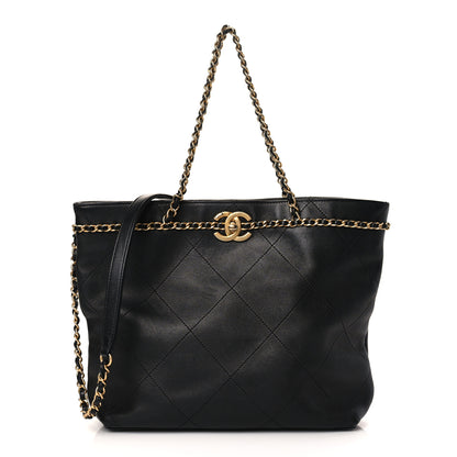 Chanel Calfskin Stitched Small Shopping Tote Black 1 of 11