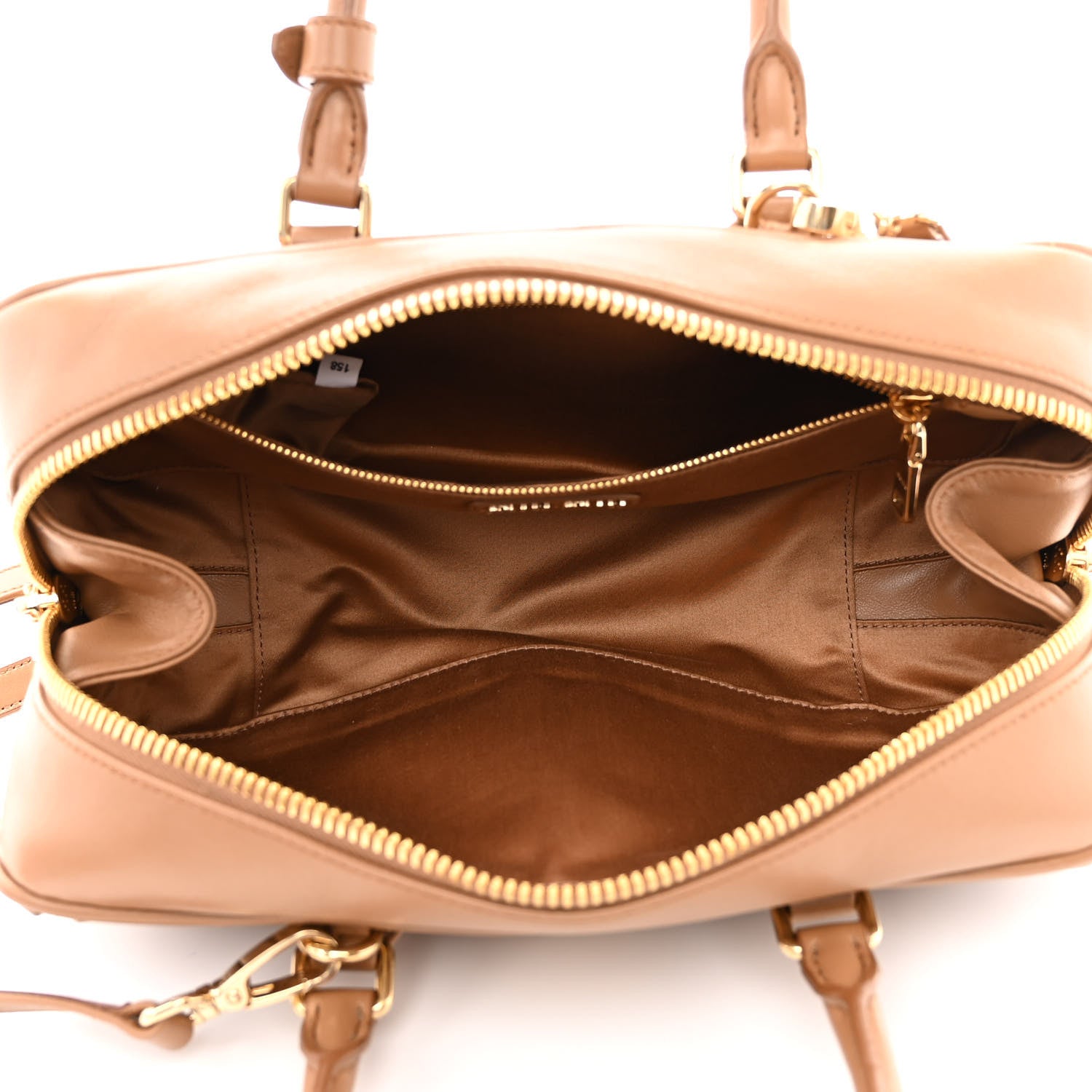 Miu Miu Nappa Matelasse Large Arcadie Top Handle Bag Caramel