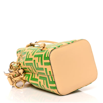 Fendi Vitello Liberty F is Fendi Bi-Color FF 1974 Embossed Mini Mon Tresor Bucket Bag Paglia Tomatillo 5 of 10