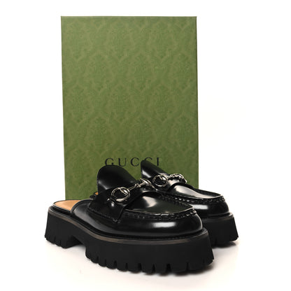 Gucci Magnum Calfskin Womens Horsebit Platform Mules 37.5 Black 9 of 9