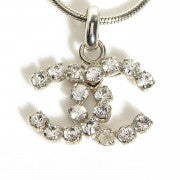 Chanel Crystal CC Necklace Silver 3 of 10