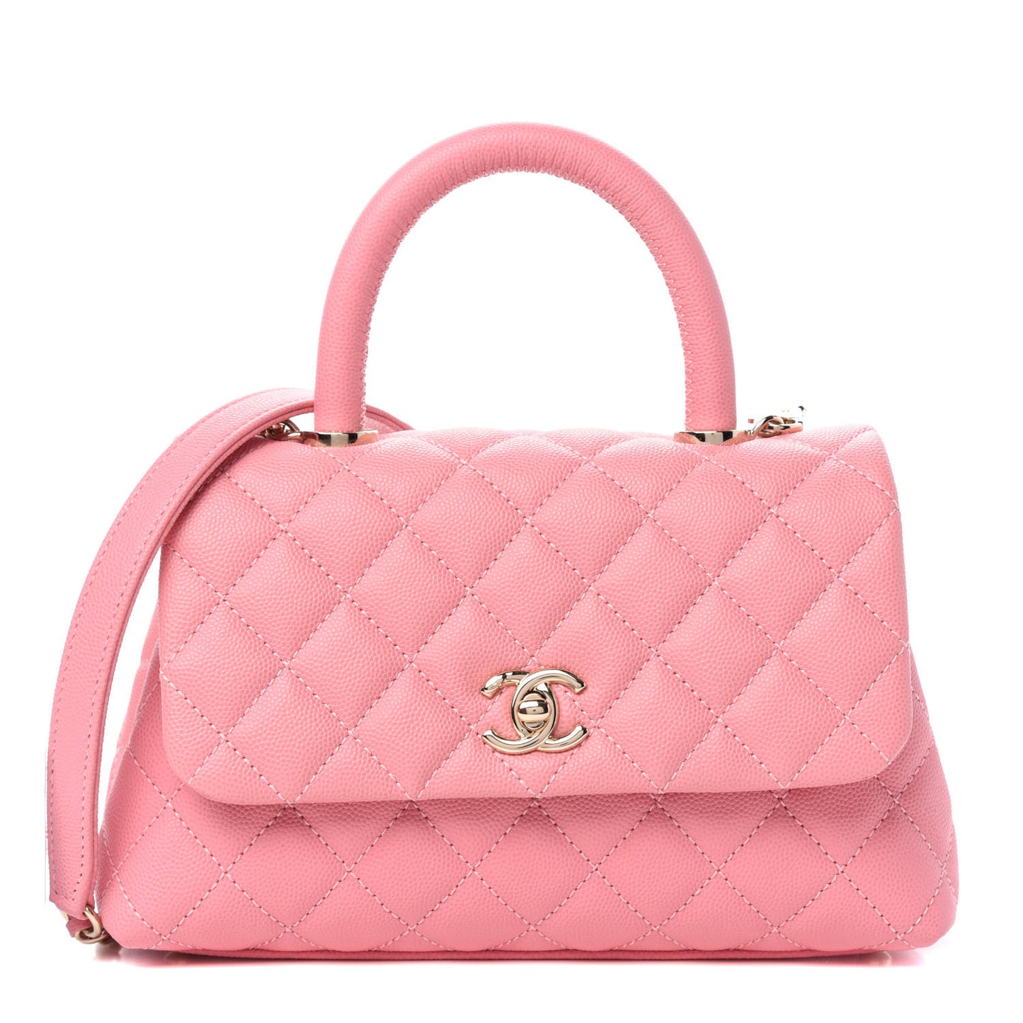 Caviar Quilted Mini Coco Handle Flap Pink