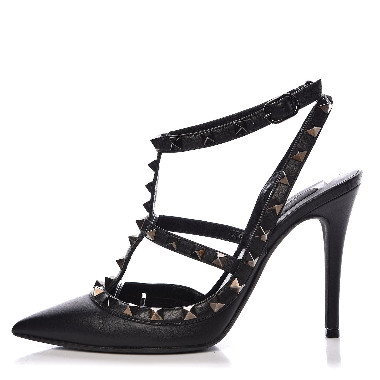 Nappa Rockstud Ankle Strap Pumps 36.5 Black