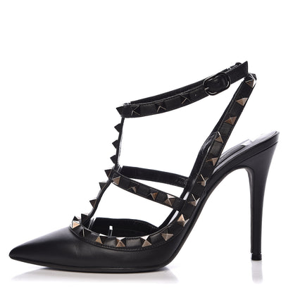 Valentino Garavani Nappa Rockstud Ankle Strap Pumps 36.5 Black 1 of 13
