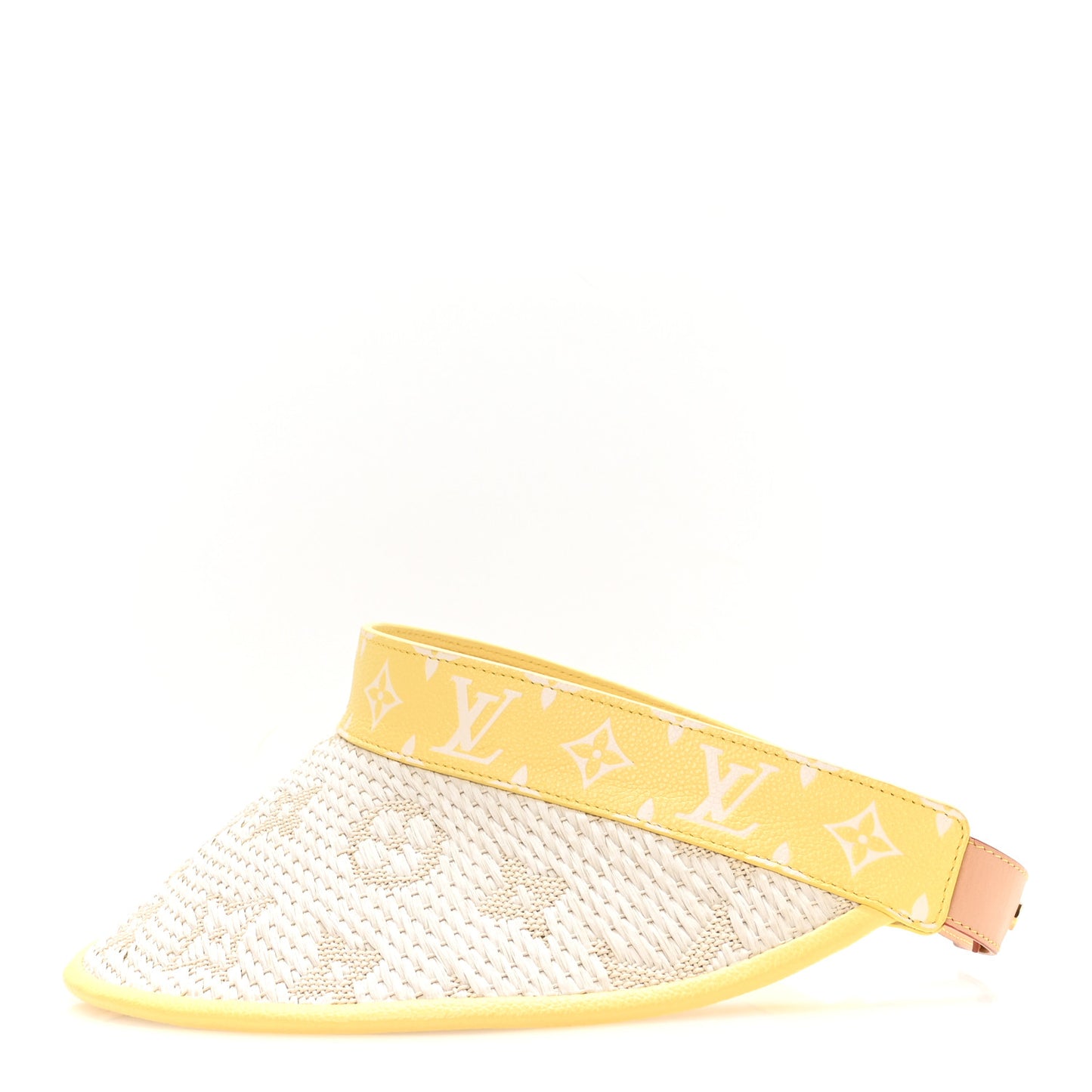 Calfskin Raffia Monogram Strawgram Visor Yellow Natural