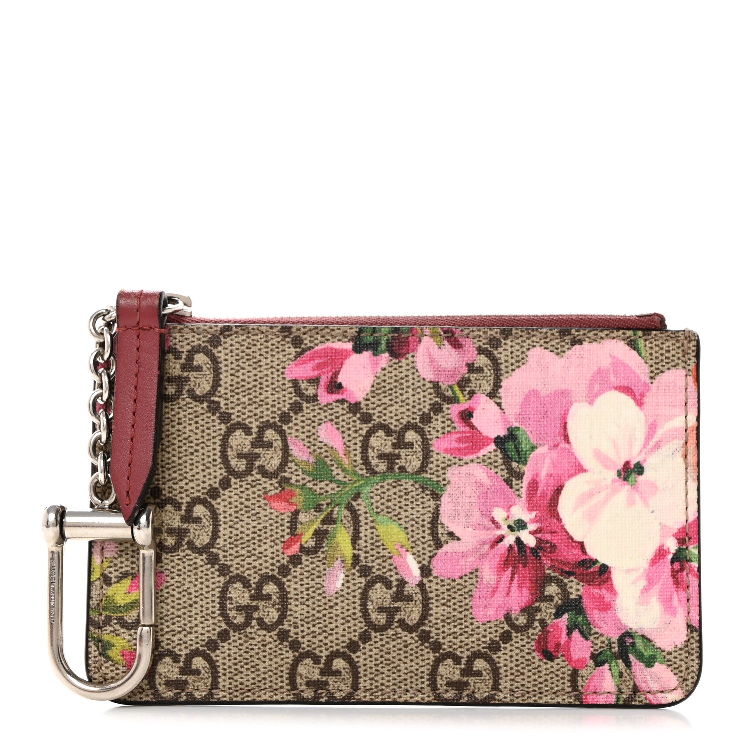 Gucci GG Supreme Monogram Blooms Key Ring Coin Case Beige Multicolor Dry Rose 1 of 7