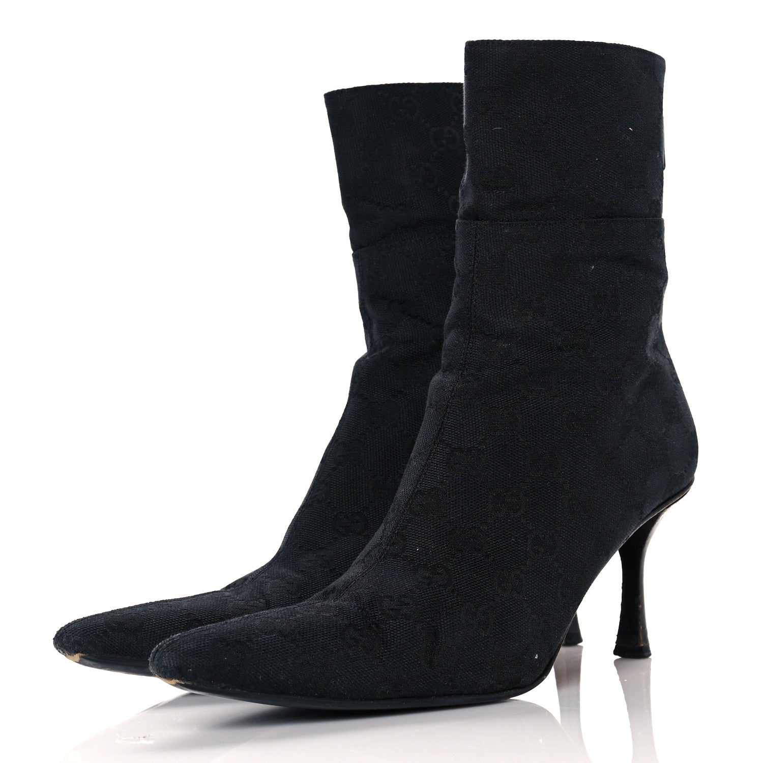 Gucci Monogram Tess S Gomma Boots 8.5 Black 3 of 12