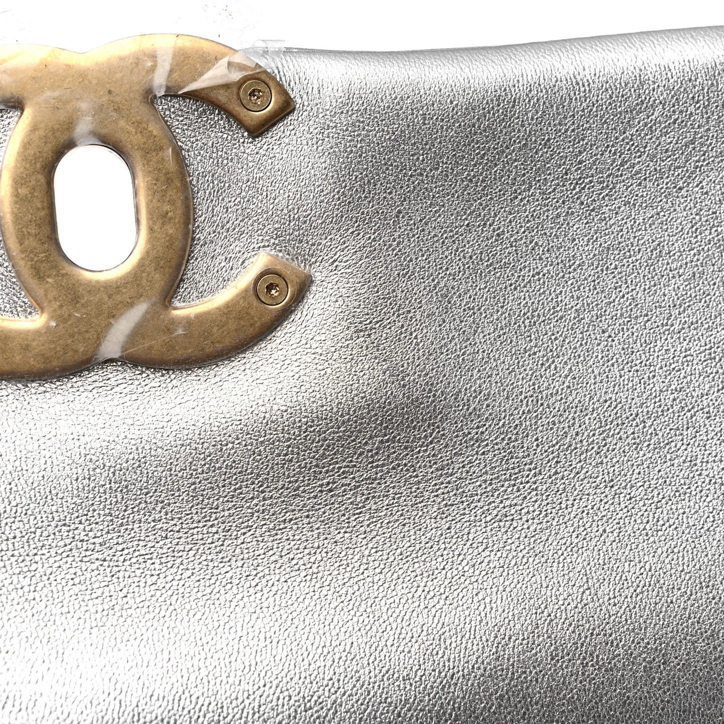Metallic Lambskin Quilted Large Chanel 19 Flap Silver