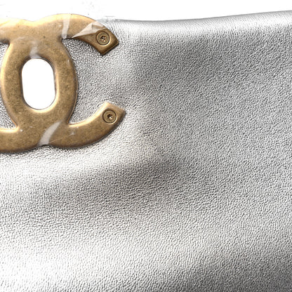Chanel Metallic Lambskin Quilted Large Chanel 19 Flap Silver 10 of 10