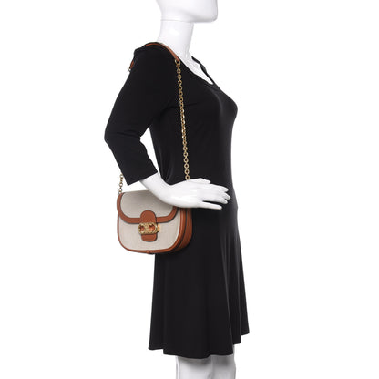 Celine Textile Natural Calfskin Medium Chain Maillon Triomphe Tan White 2 of 8