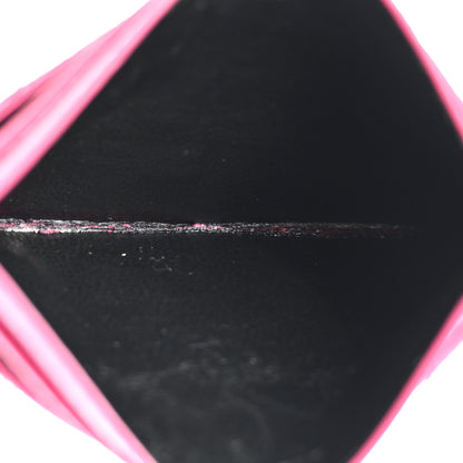 Saint Laurent Grain De Poudre Matelasse Chevron Monogram Credit Card Case Fresh Fuxia 5 of 9
