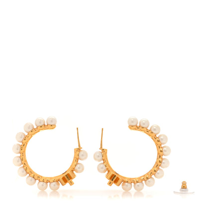 Chanel Pearl CC More Is More Small Hoop Earrings Gold 3 of 5