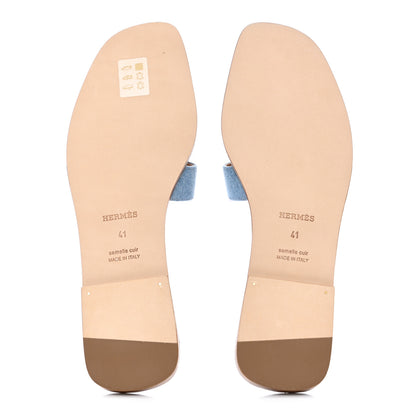 Hermes Denim Canvas Oran Sandals 41 Bleu Clair 5 of 9