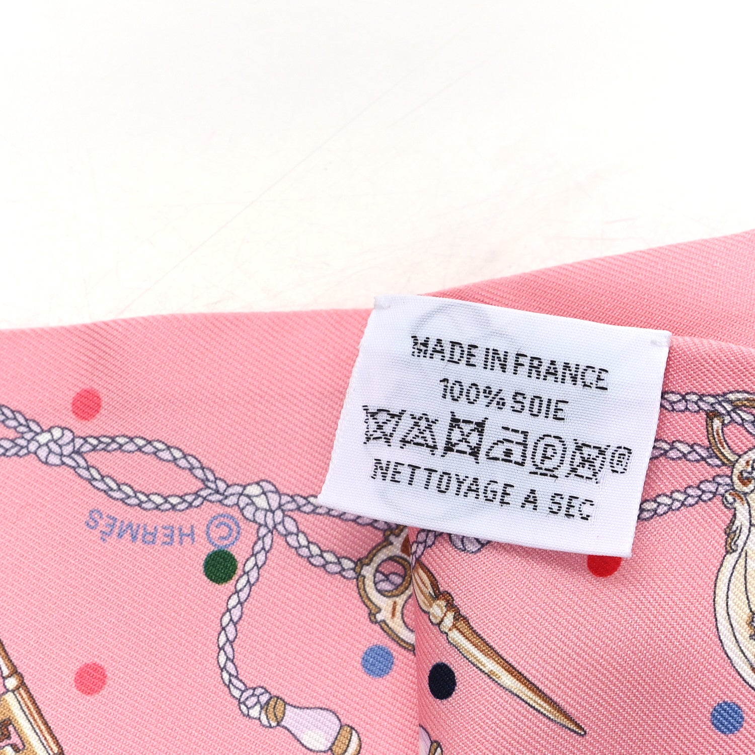 Hermes Silk Les Cles A Pois Twilly Rose Beige Multicolor 3 of 3