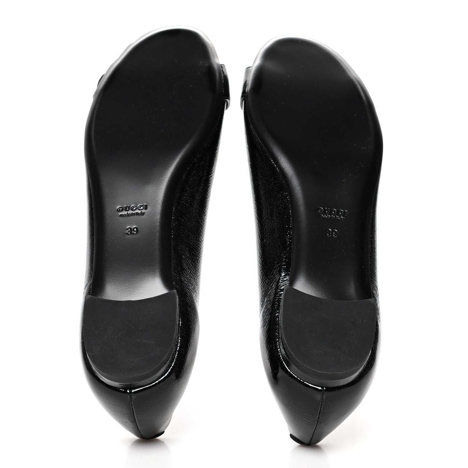 Gucci Patent Interlocking G Salandia Peep Toe Flats 39 Black 5 of 8