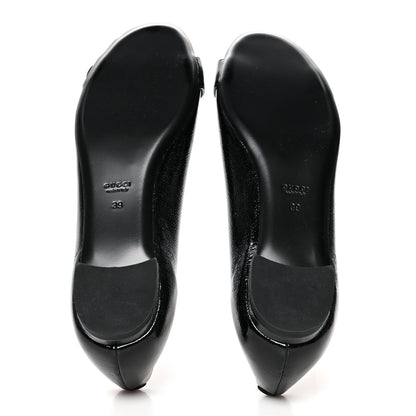 Gucci Patent Interlocking G Salandia Peep Toe Flats 39 Black 5 of 8