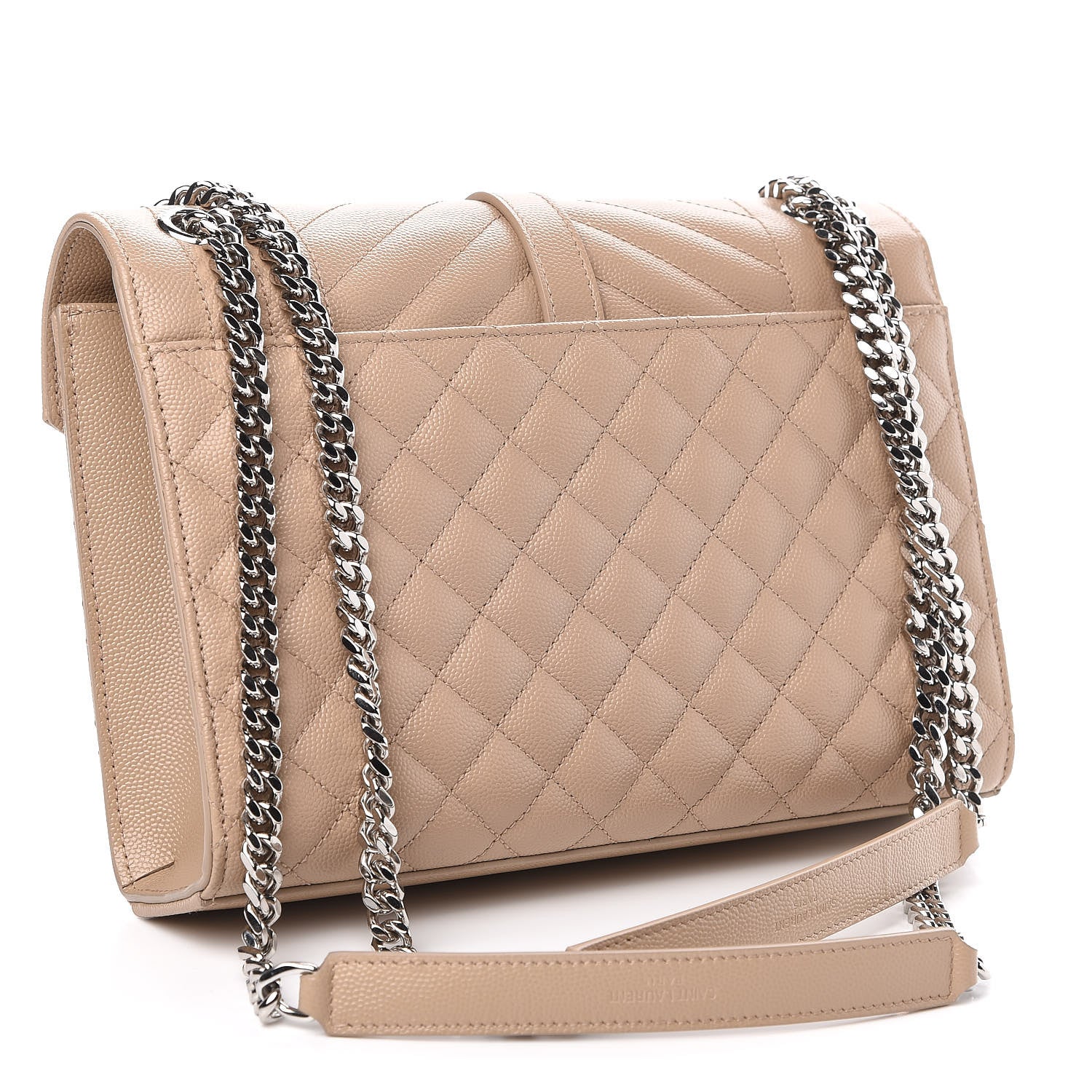 Saint Laurent Grain De Poudre Textured Mixed Matelasse Medium Triquilt Monogram Satchel Dark Beige 3 of 11