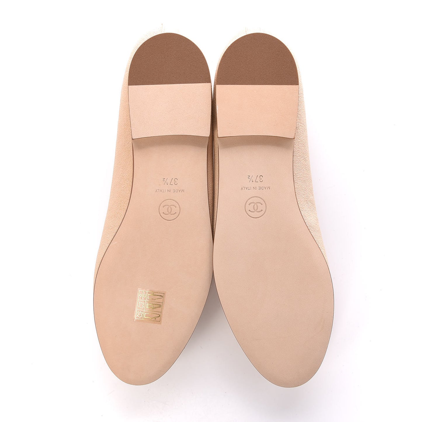 Caviar CC Cap Toe Ballerina Flats 37.5 Beige Clair