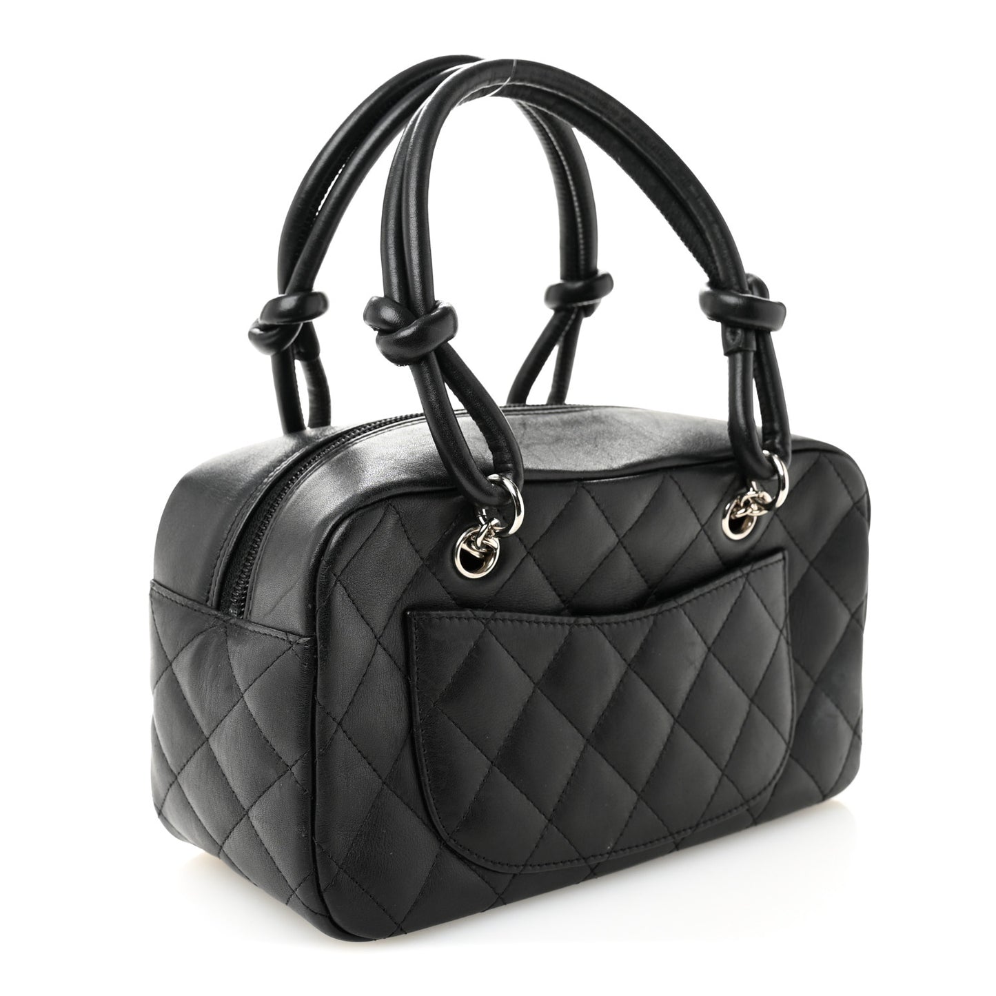Calfskin Quilted Small Cambon Bowler Black