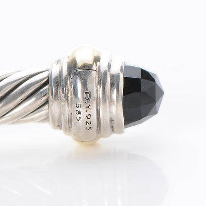 David Yurman Sterling Silver 14K Yellow Gold Black Onyx 5mm Cable Classics Bracelet 5 of 5