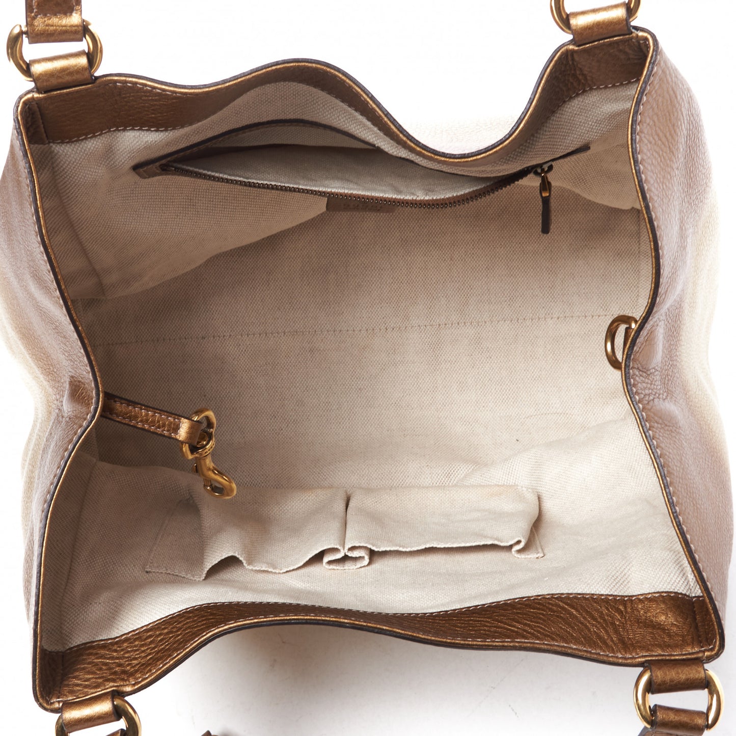 Metallic Pebbled Calfskin Medium Soho Shoulder Bag Gold Ombre