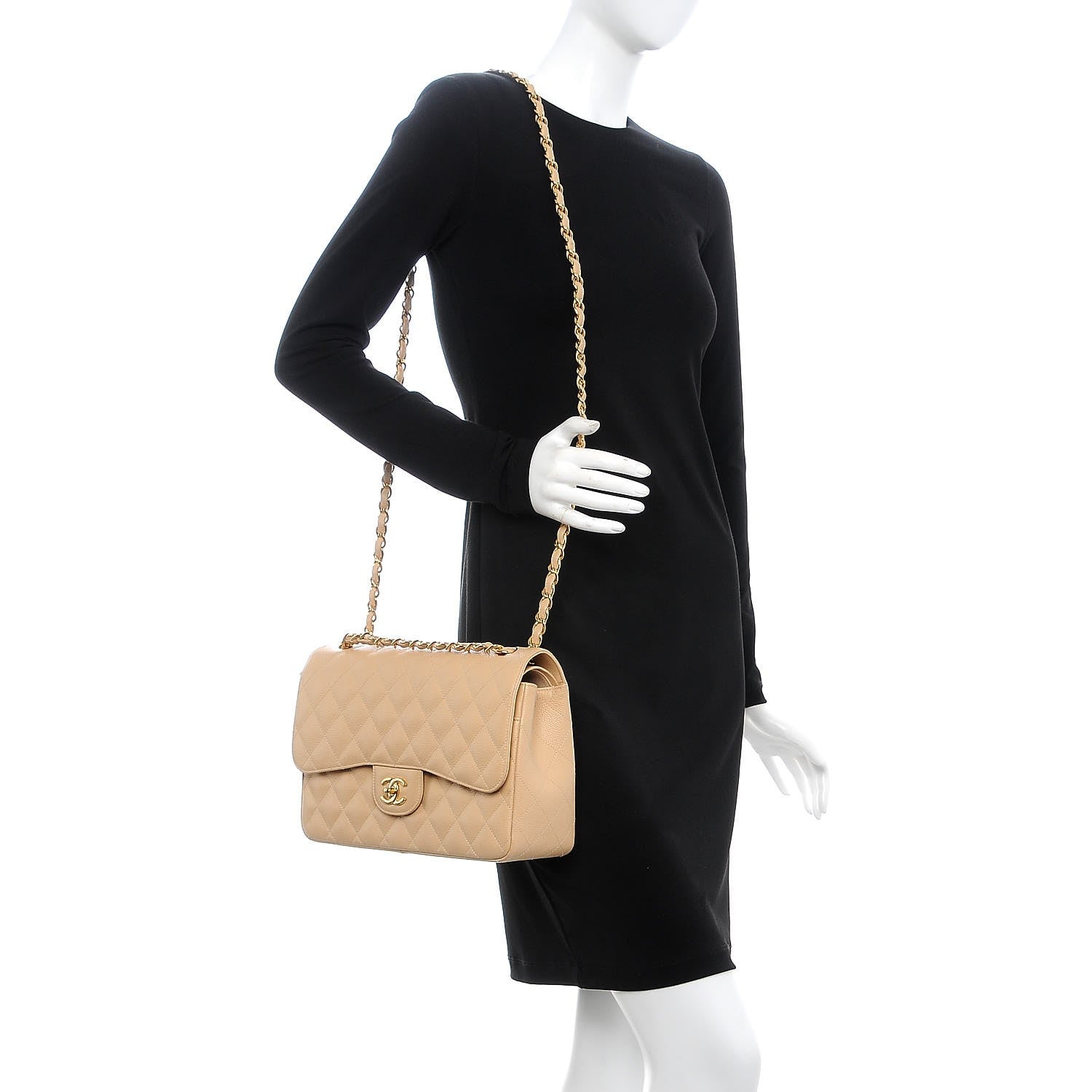 Chanel Caviar Quilted Jumbo Double Flap Beige Clair 2 of 8