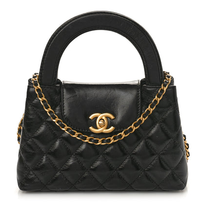 Chanel Shiny Aged Calfskin Quilted Nano Kelly Shopper Black 1 of 16