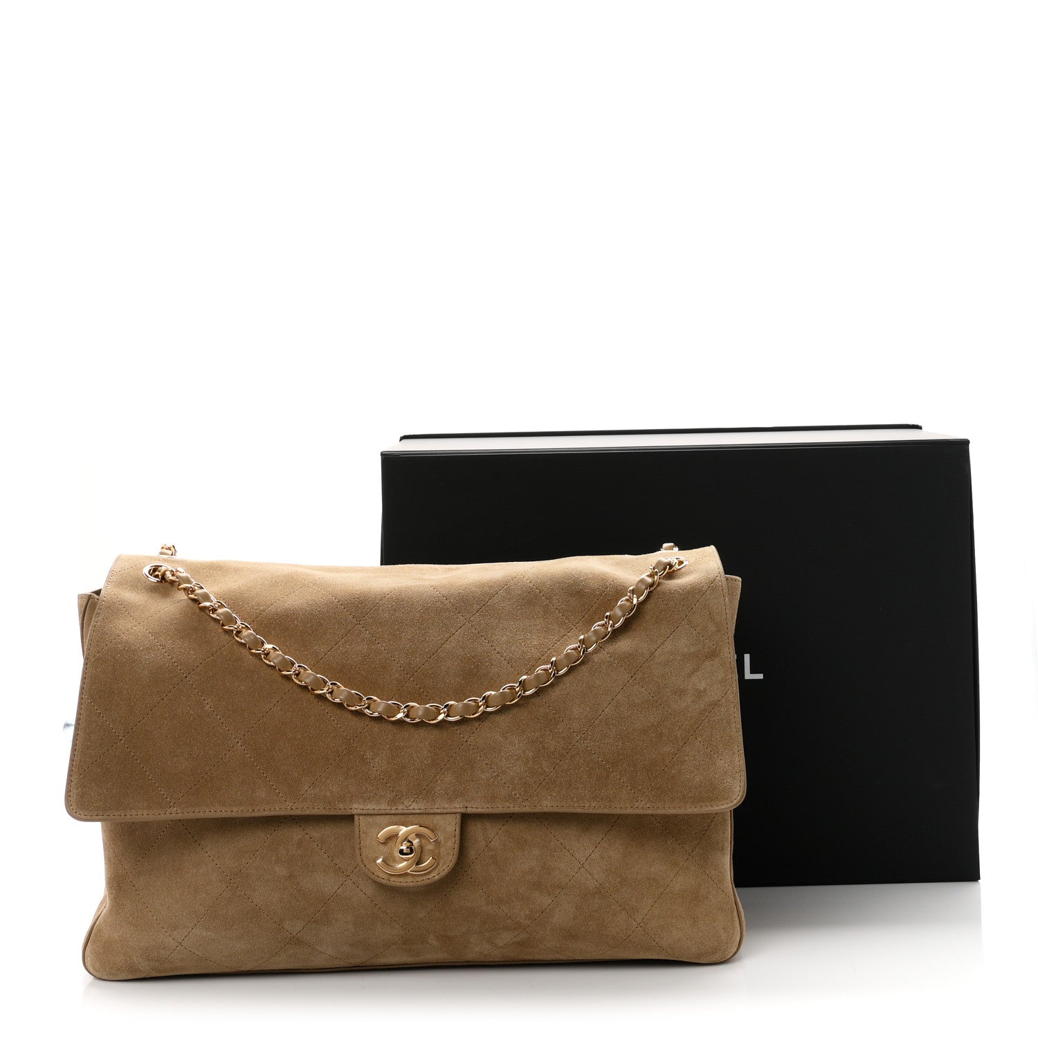Chanel Suede Calfskin Souplissimo Maxi Flap Dark Beige 11 of 11