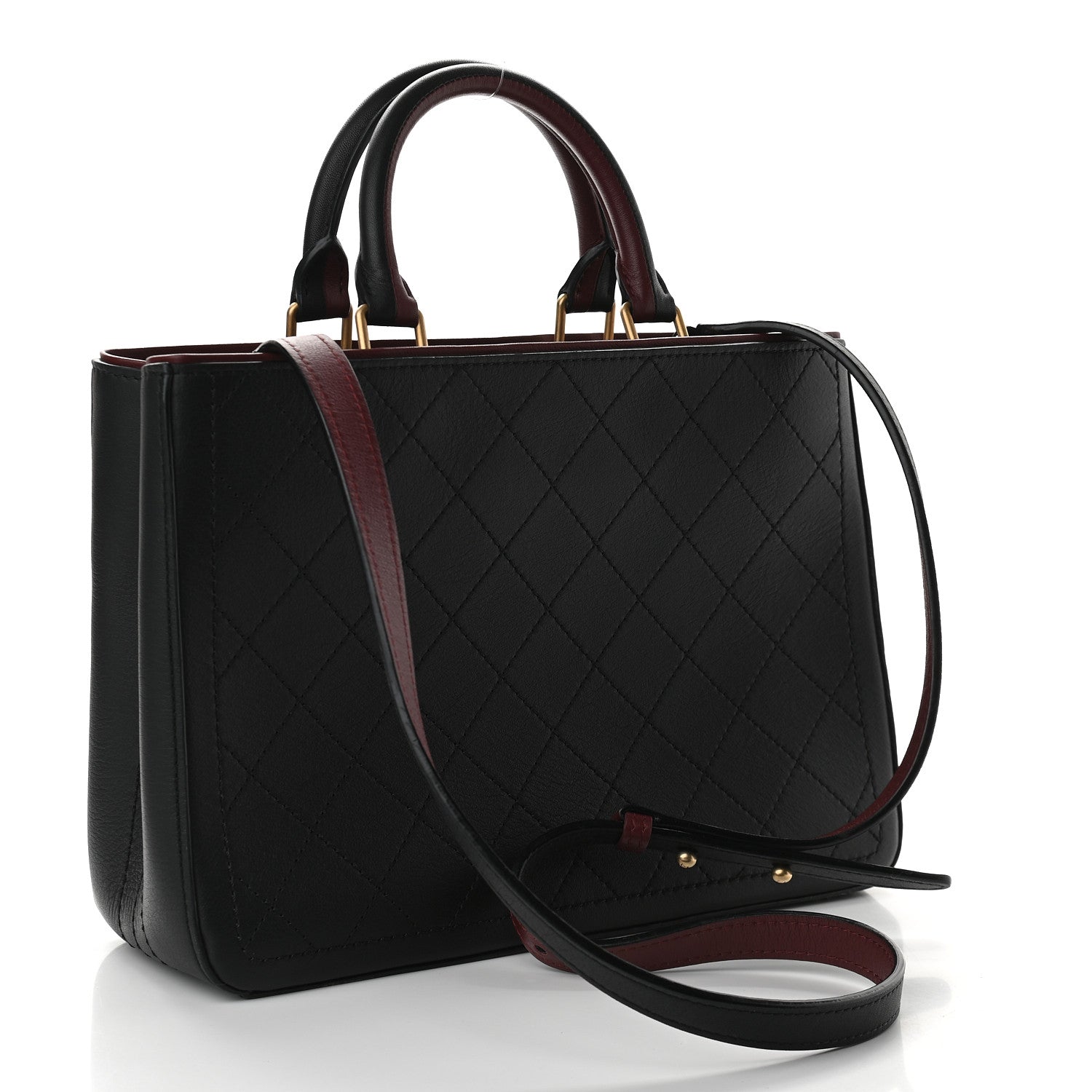 Chanel Bullskin Stitched Bi-Color Medium Shopping Tote Black 2 of 8