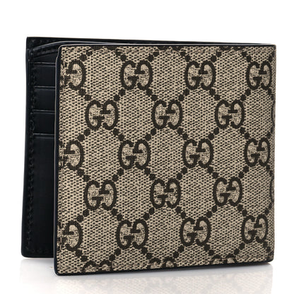 Gucci GG Supreme Monogram Selleria Calfskin Tiger Nice Bi-Fold Wallet Beige Ebony Multicolor Black 3 of 7