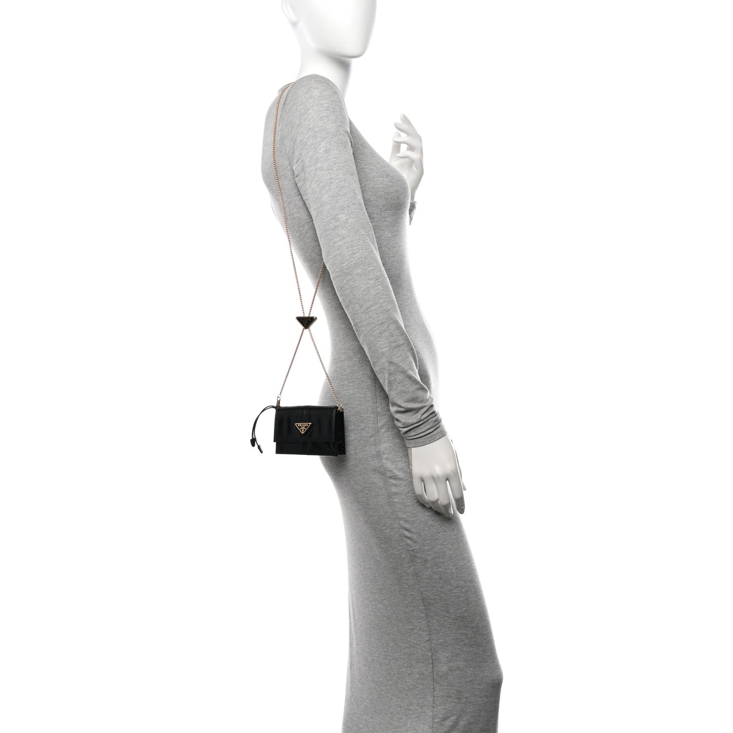 Soft Lux Card Holder With Chain Black