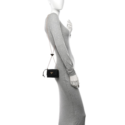Prada Soft Lux Card Holder With Chain Black 3 of 9